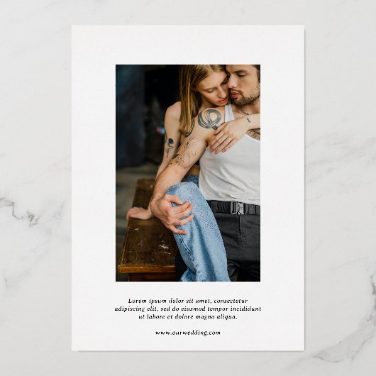 Blaire Zwart Wit Moderne bruiloft Folie Uitnodiging (Achterkant)