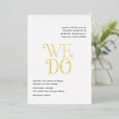 Blaire Zwart Wit Moderne bruiloft Folie Uitnodiging (Staand Voorkant)