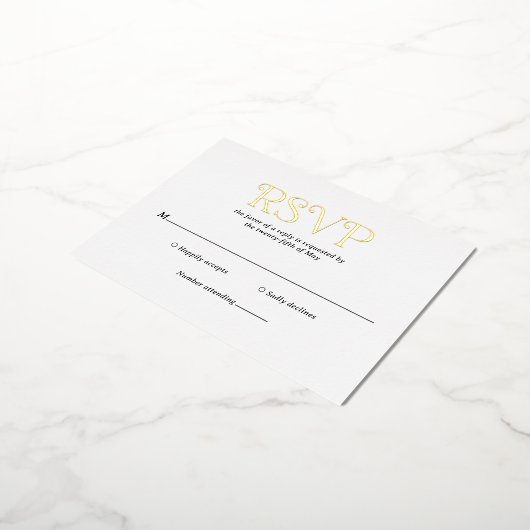 Blaire Zwart Wit Moderne bruiloft Folie Uitnodiging Briefkaart (Gedraaid)