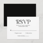 Blaire Zwart Wit Moderne bruiloft RSVP Kaartje (Voorkant / Achterkant)