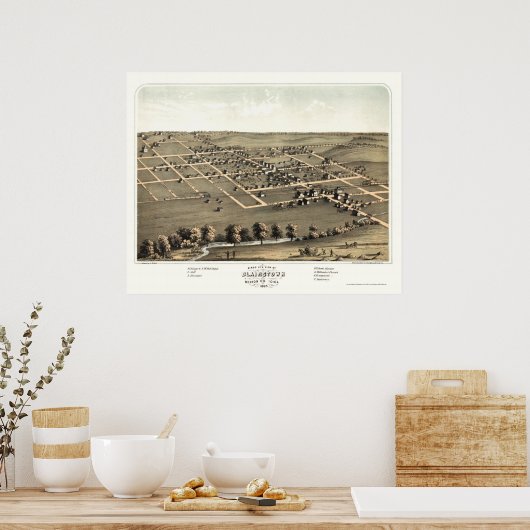 Blairstown, IA Panoramic Map - 1868 Poster (Keuken)