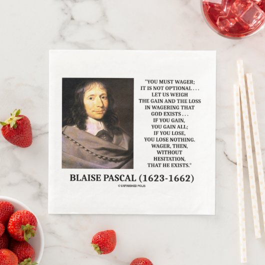 Blaise Pascal Gain Loss Wagering God bestaat citaa Servet (Insitu)