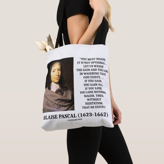 Blaise Pascal Gain Loss Wagering God bestaat citaa Tote Bag (Dichtbij)