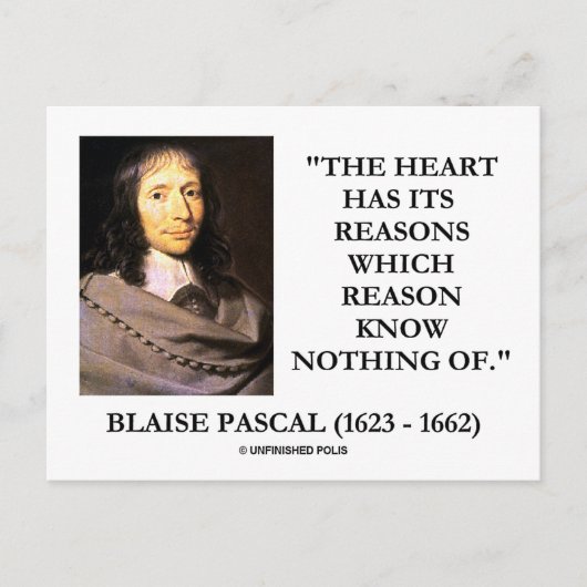 Blaise Pascal Heart Reasons Reason Ken niets Briefkaart (Voorkant)
