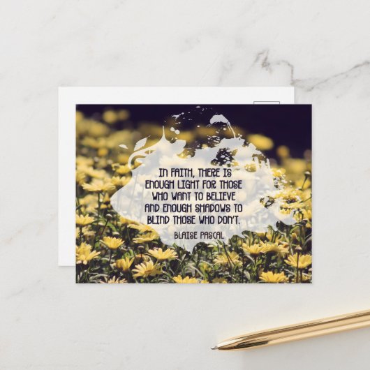 Blaise Pascal Inspirerend quote "In Faith" Briefkaart (Voorkant / Achterkant in situ)