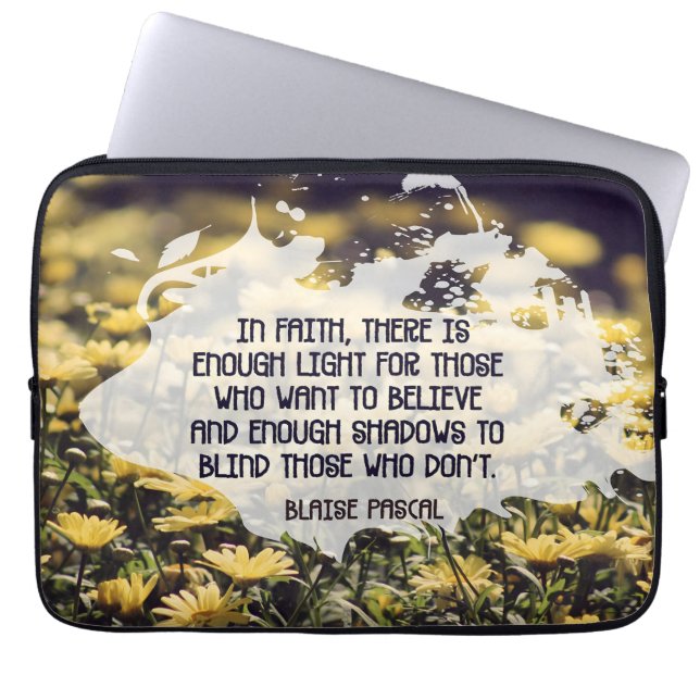 Blaise Pascal Inspirerend quote "In Faith" Laptop Sleeve (Voorkant)