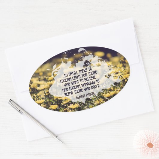 Blaise Pascal Inspirerend quote "In Faith" Ovale Sticker (Envelop)