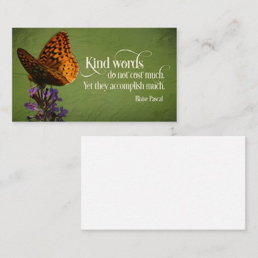 Blaise Pascal Inspirerend Quote "Vriendelijke woor Notitiekaartje (Voorkant / Achterkant)