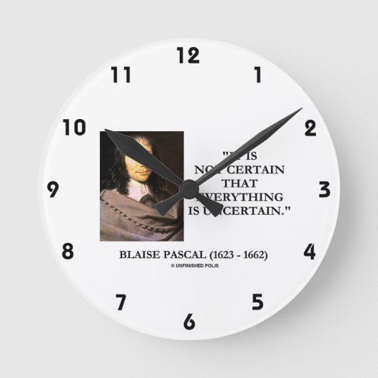 Blaise Pascal niet zeker of alles onzeker is Ronde Klok (Voorkant)