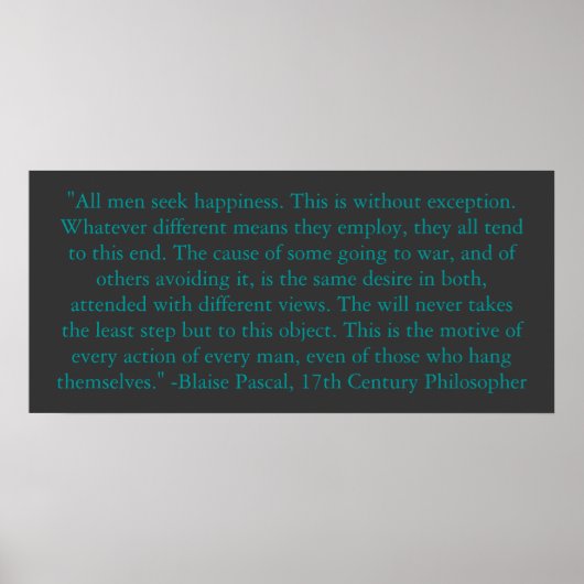 Blaise Pascal over geluk in Man Poster (Voorkant)