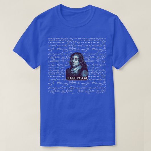 Blaise Pascal Portret met wiskunde T-shirt (Design voorkant)