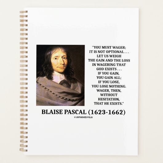 Blaise Pascal Winst Verlies Wedden God Bestaan Cit Planner (Voorkant)