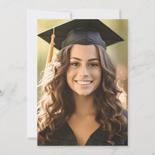 Blak Bow Coquette Photo Graduation Cap Tassel Aankondiging (Achterkant)