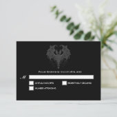 Blak Gothic Halloween Wedding RSVP Card Kaartje (Staand voorkant)
