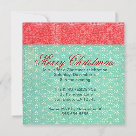 Blak & White Reindeer Turquoise Red Kaart (Achterkant)