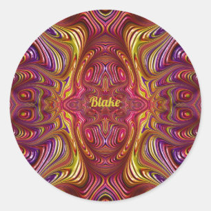 BLAKE ~ Multicolored Fractal Design ~ Ronde Sticker