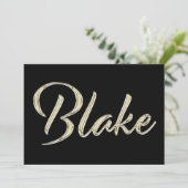Blake Name white gold Handwriting Karte Kaart (Staand voorkant)