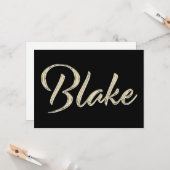 Blake Name white gold Handwriting Karte Kaart (Voorkant / Achterkant in situ)
