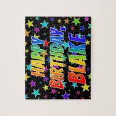 "BLAKE" Voornaam, geun "HAPPY BIRTHDAY" Legpuzzel (Verticaal)