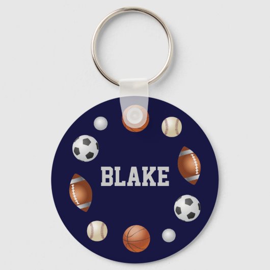 Blake World of Sports Name Sleutelhanger - Navy Bl (Voorkant)