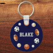 Blake World of Sports Name Sleutelhanger - Navy Bl (Voorkant)