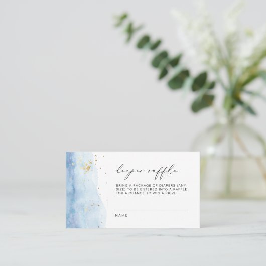 BLAKELY Dusty Blue Waterverf Diaper Raffle Ticket (Staand voorkant)