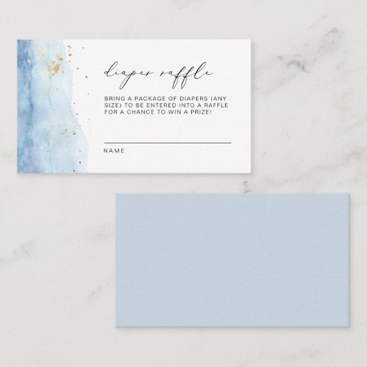 BLAKELY Dusty Blue Waterverf Diaper Raffle Ticket (Voorkant / Achterkant)