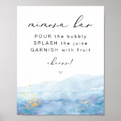 BLAKELY Dusty Blue Waterverf Gold Mimosa Bar Poster (Voorkant)