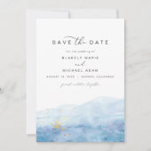 BLAKELY Dusty Blue Waterverf Gold Save the Date Kaart (Voorkant)