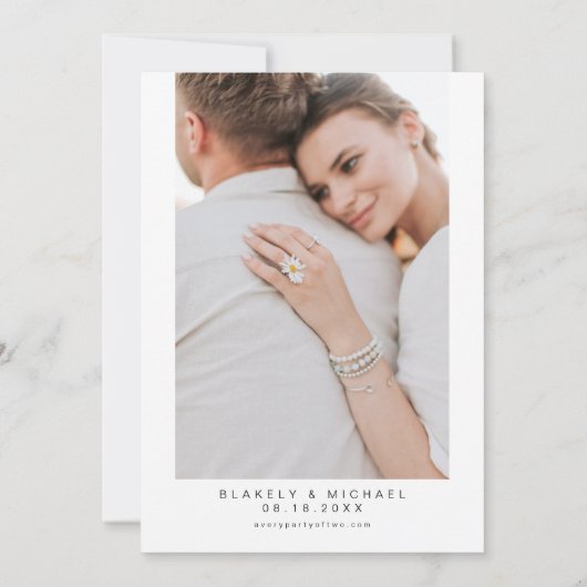 BLAKELY Dusty Blue Waterverf Gold Save the Date Kaart (Achterkant)