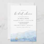 BLAKELY Ocean Blue Waterverf Gold Vrijgezellenfees Kaart (Voorkant)