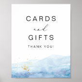 BLAKELY Sky Blue Waterverf Kaarten & cadeaubord Poster (Voorkant)