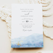 BLAKELY Sky Blue Waterverf Tropische bruiloft Kaart