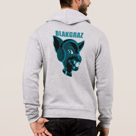 Blakgraz Lucy the Dog met headphones Hoodie (Achterkant)
