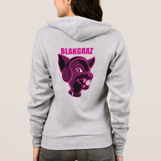 Blakgraz Lucy the Dog met Headphones T-Shirt (Achterkant)
