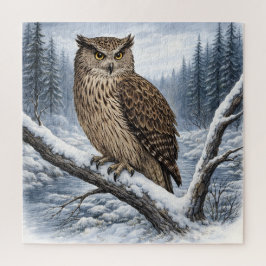 Blakiston's Visuil in Winterbos – Legpuzzel