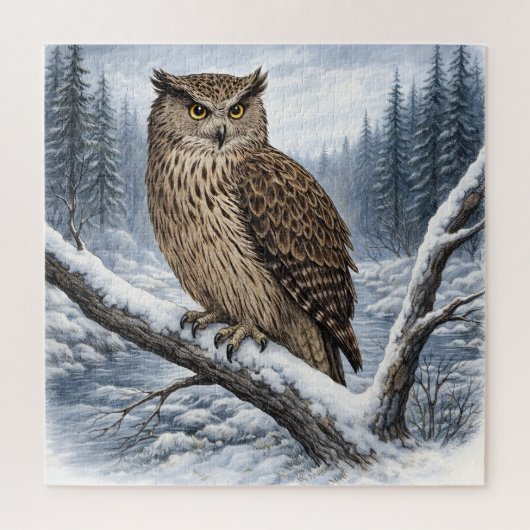 Blakiston's Visuil in Winterbos – Legpuzzel (Verticaal)