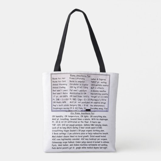 Blame anesthesie tote bag (Achterkant)