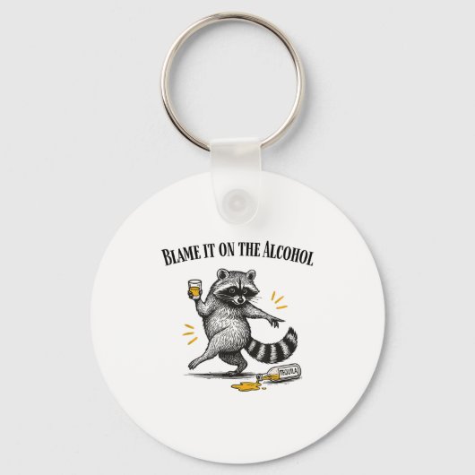 Blame It On The Alcohol Drunk Raccoon Meme Trashed Sleutelhanger (Voorkant)