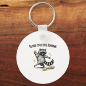 Blame It On The Alcohol Drunk Raccoon Meme Trashed Sleutelhanger (Voorkant)