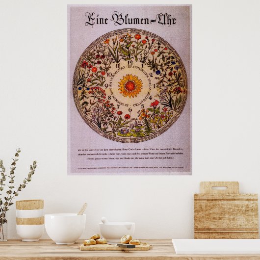 Blamenuhr Flower Clock Art Poster (Keuken)