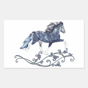 Blámóða Blauwe IJslandse Paard Rechthoekige Sticker