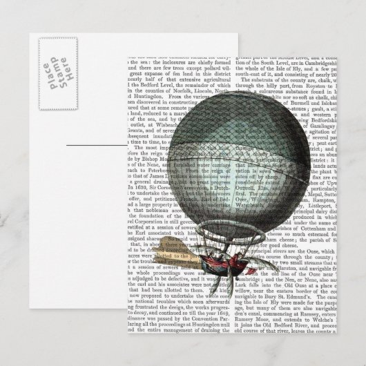 Blanchard  Hot Air Ballon Briefkaart (Voorkant / Achterkant)