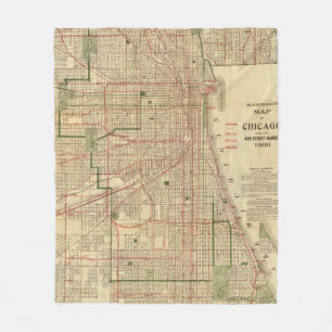 Blanchard's kaart van Chicago Fleece Deken