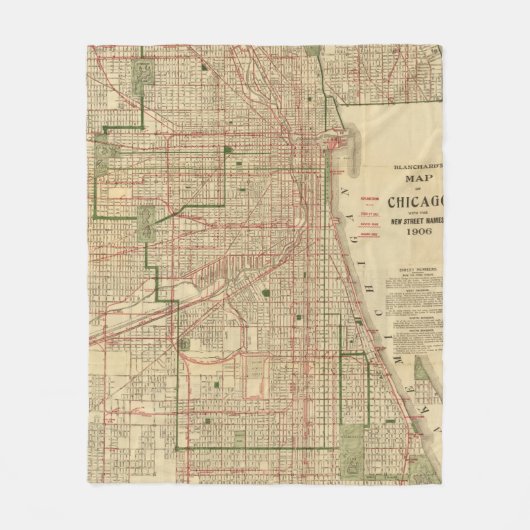 Blanchard's kaart van Chicago Fleece Deken (Voorkant)