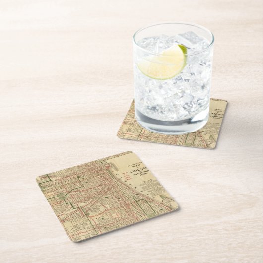 Blanchard's kaart van Chicago Kartonnen Onderzetters (Insitu)