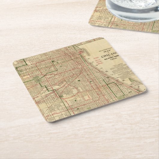 Blanchard's kaart van Chicago Kartonnen Onderzetters (Schuin)