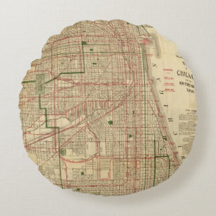 Blanchard's kaart van Chicago Rond Kussen