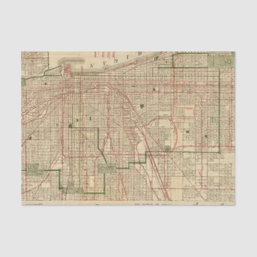 Blanchard's kaart van Chicago Tissuepapier (Voorkant)