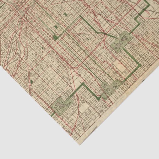 Blanchard's kaart van Chicago Tissuepapier (Detail)